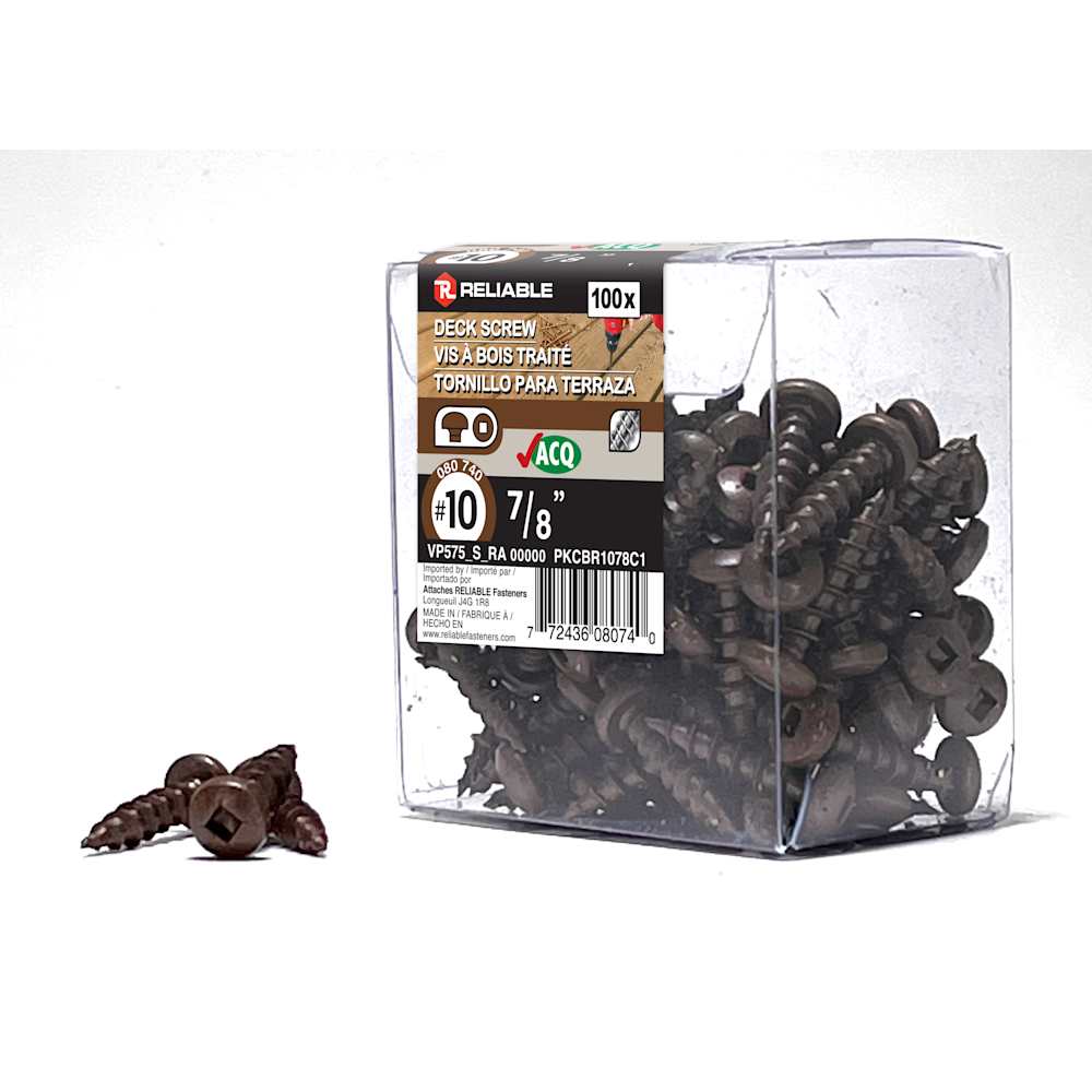 Brown Treated Wood Screws 7/8&nbsp;in. n° 10 R.H. Pkg/100