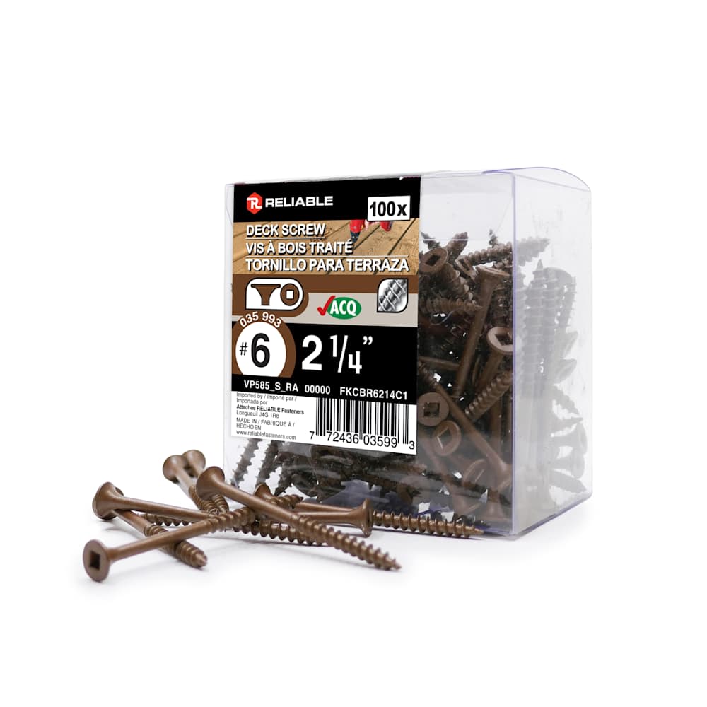 Brown Treated Wood Screws 2&nbsp;1/4&nbsp;in. n° 6 F.H. Pkg/100