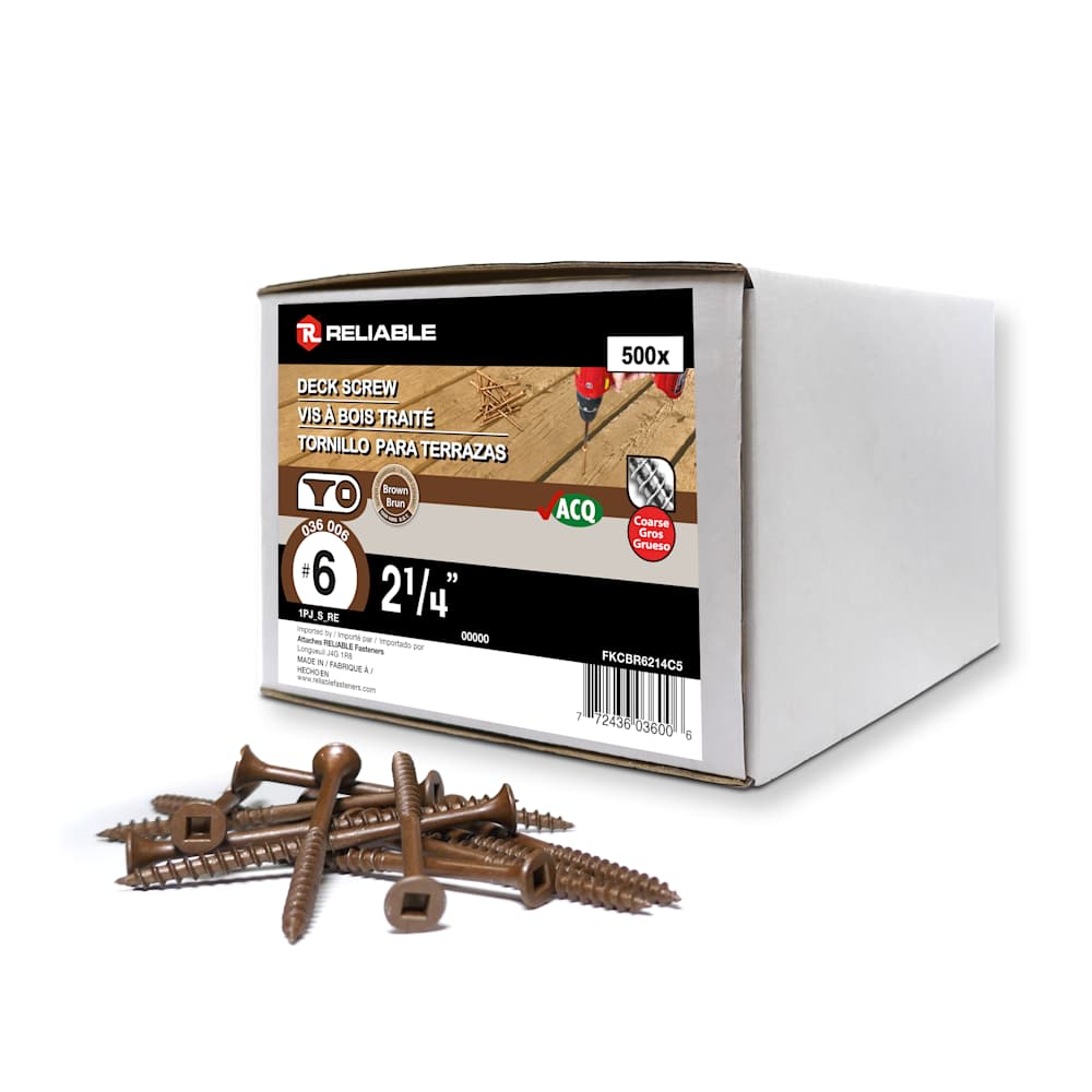 Brown Treated Wood Screws 2&nbsp;1/4&nbsp;in. n° 6 F.H. Pkg/500