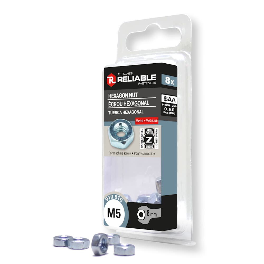 Écrous hexagonaux M5 Pqt/8