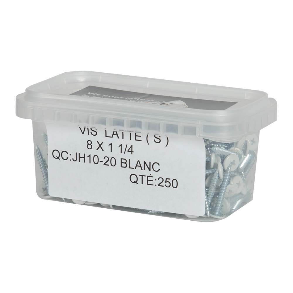Vis pour fibrociment 1&nbsp;1/4&nbsp;po n° 8 T.P. blanche Pqt/250