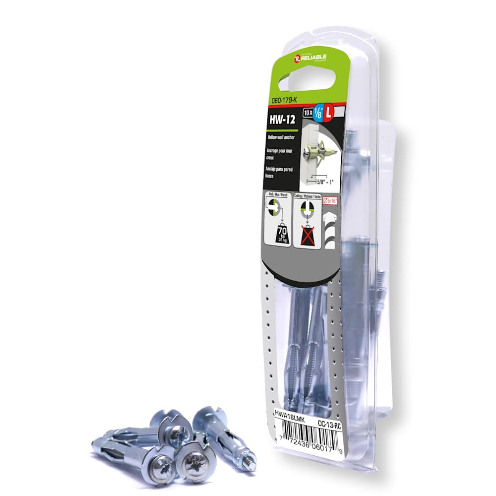 Hollow Wall Anchor 1/8L Pkg/10