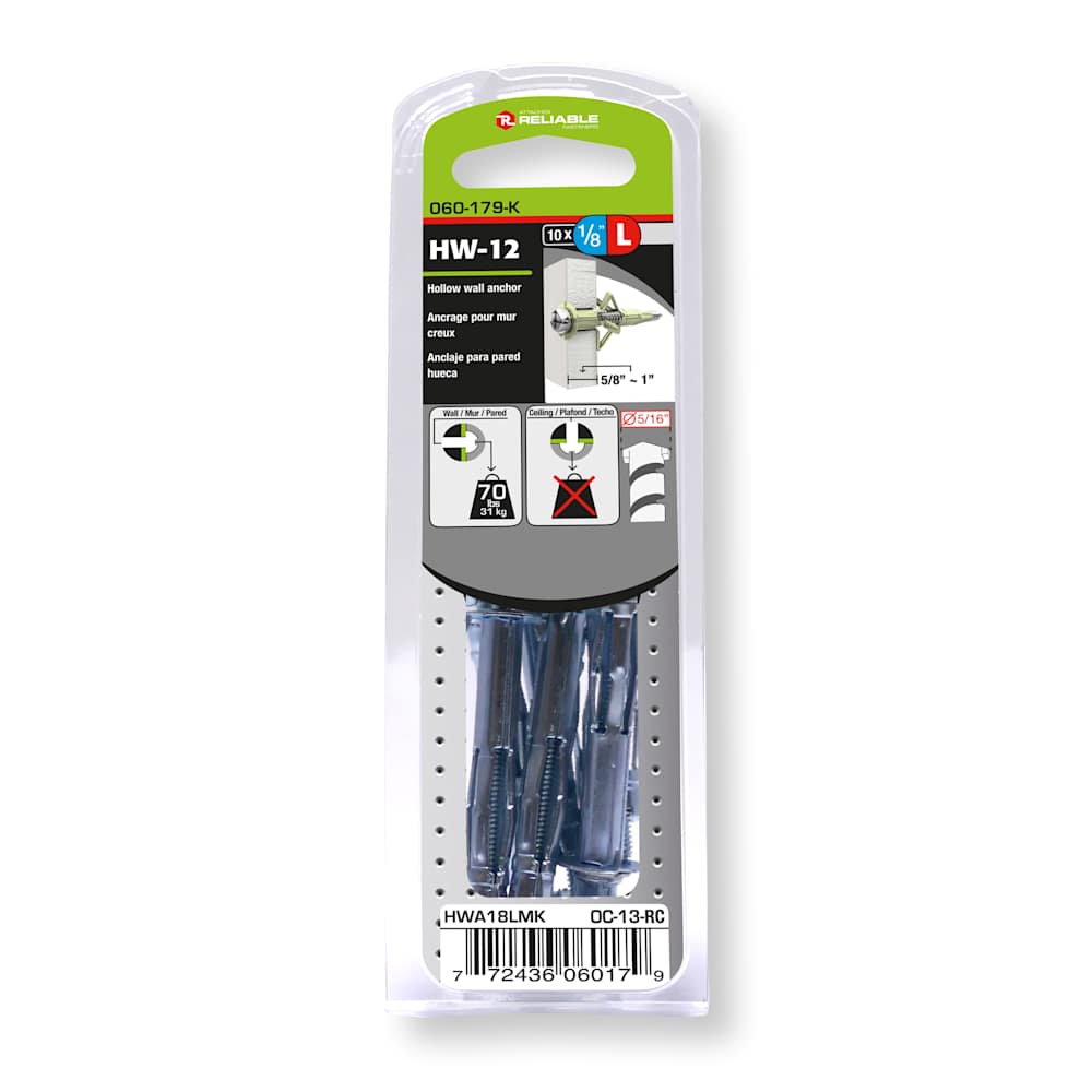 Hollow Wall Anchor 1/8L Pkg/10