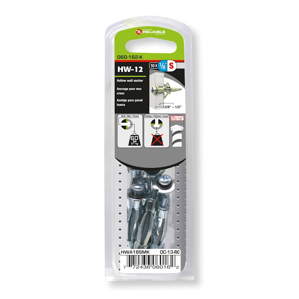 Hollow Wall Anchor 1/8S Pkg/10
