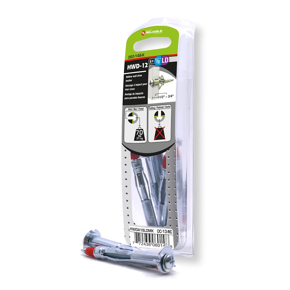 Ancrages à impact pour gypse 1/8LD Pqt/6