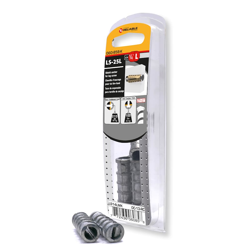 Chevilles d'ancrage pour boulon tire-fond 1/4L Pqt/4