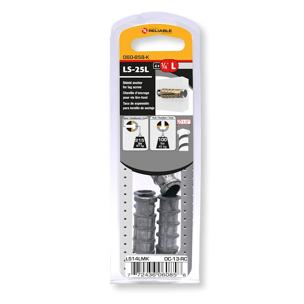 Lag Bolt Anchor Dowels 1/4L Pkg/4
