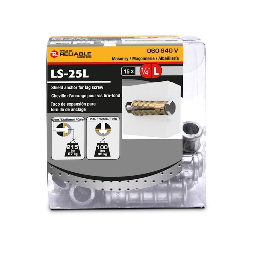 Chevilles d'ancrage pour boulon tire-fond 1/4L Pqt/15