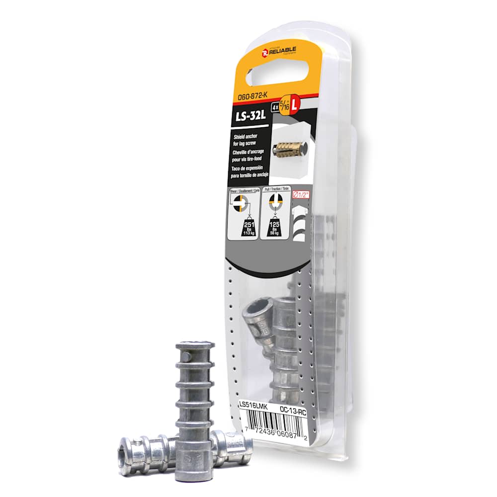 Chevilles d'ancrage pour boulon tire-fond 5/16L Pqt/4