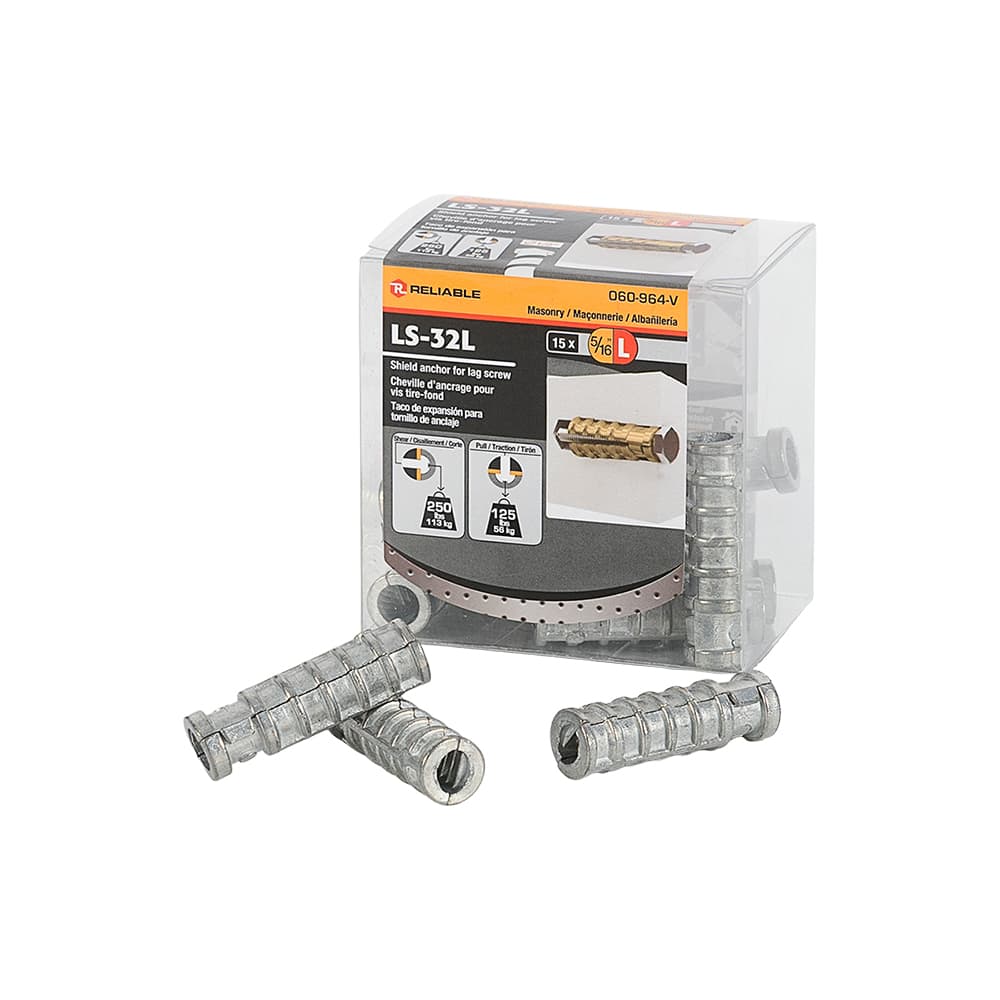 Chevilles d'ancrage pour boulon tire-fond 5/16L Pqt/15