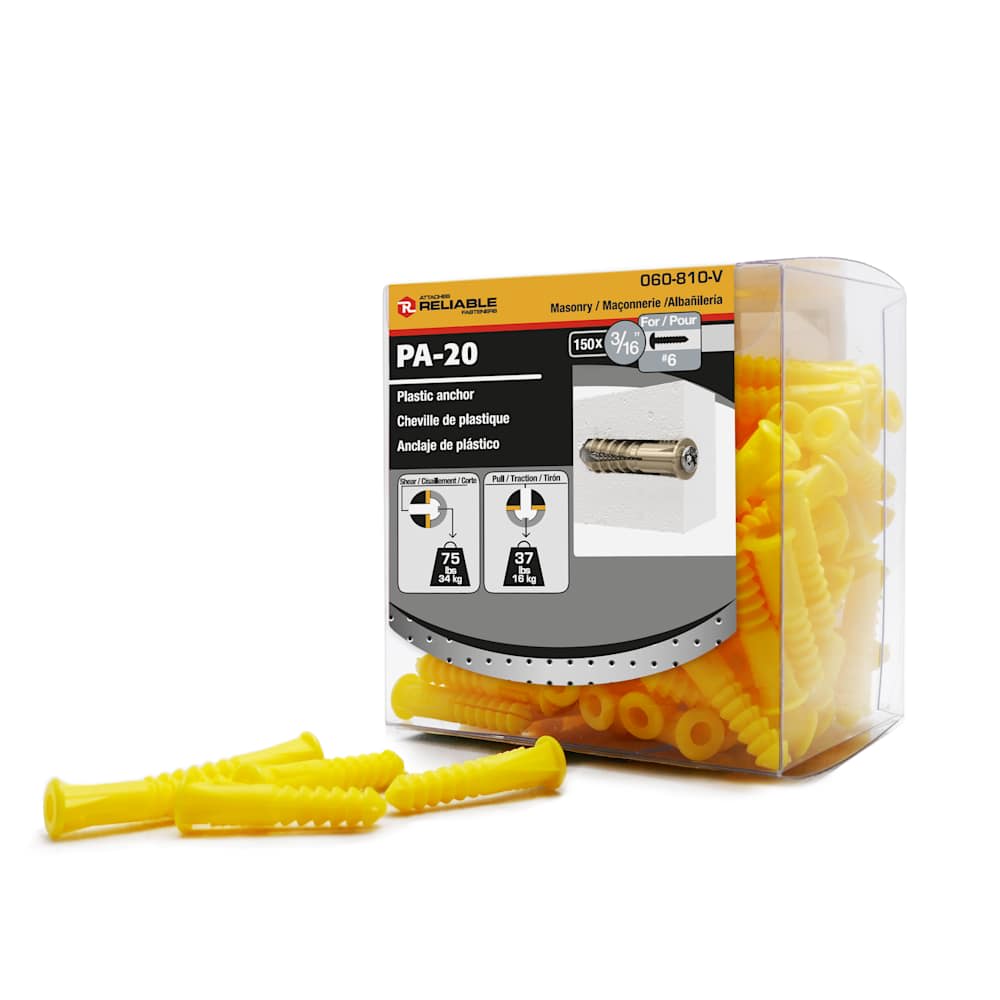 Plastic Anchors n° 6 , 3/16 in. Pkg/150