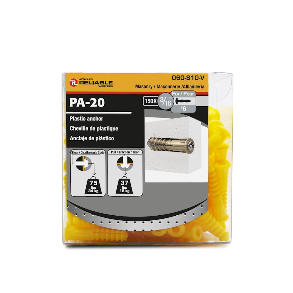 Plastic Anchors n° 6 , 3/16 in. Pkg/150