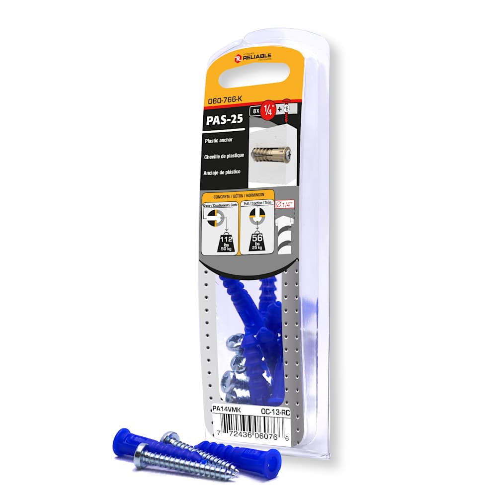 Plastic Anchors n° 8 1/4 in. Pkg/8