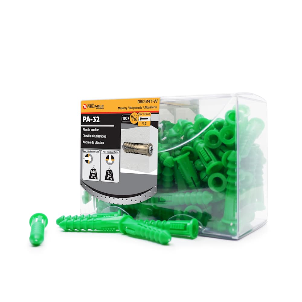 Chevilles de plastique n° 12, 5/16 po Pqt/100