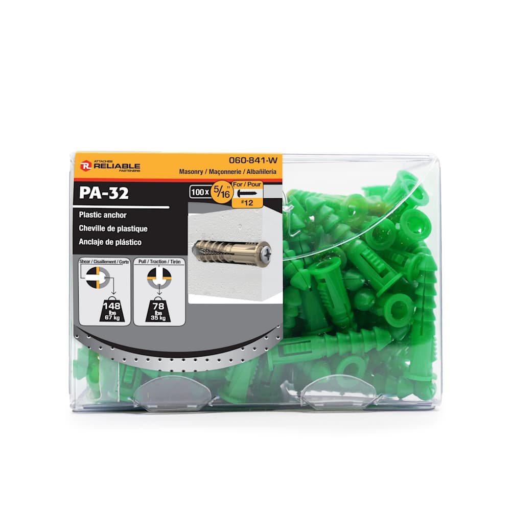 Chevilles de plastique n° 12, 5/16 po Pqt/100