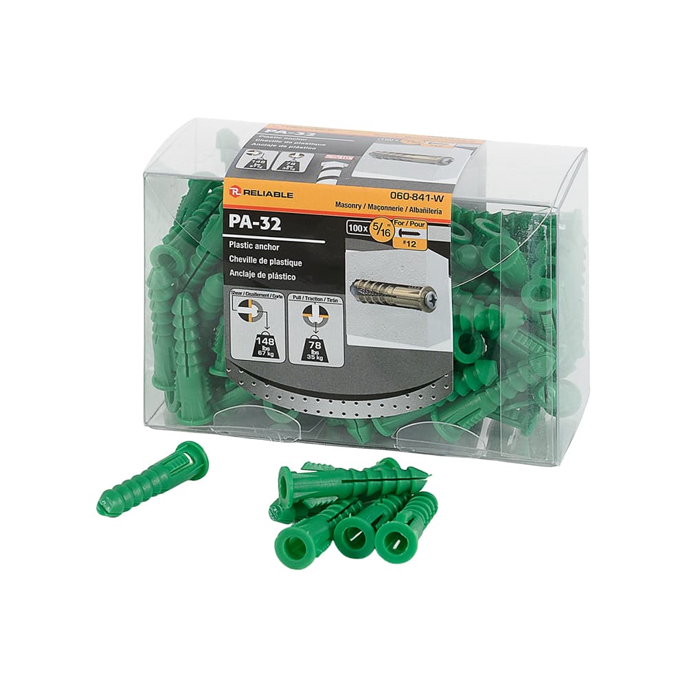 Chevilles de plastique n° 12, 5/16 po Pqt/100