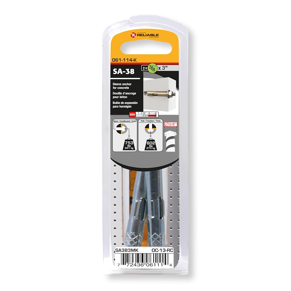 Concrete Expansion Sleeve Anchor 3/8 in. x 3 in. Pkg/2