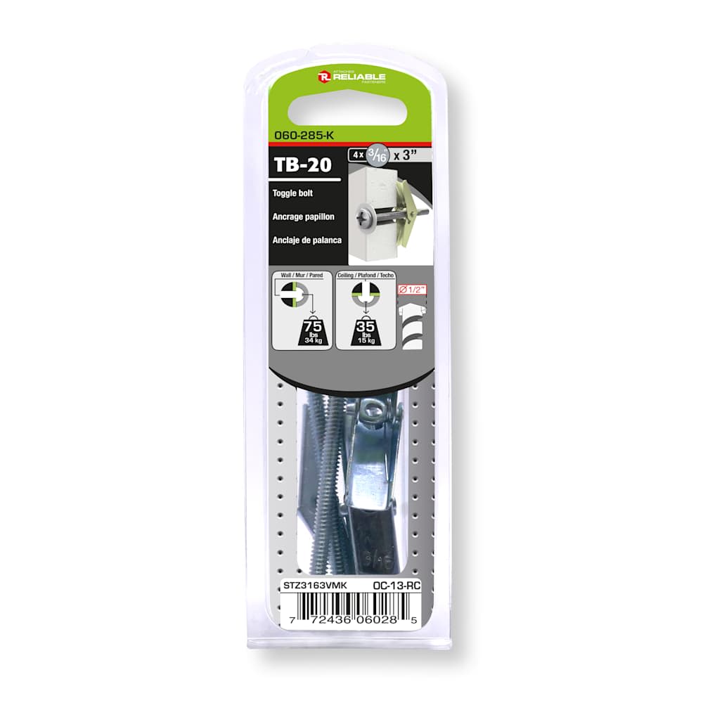 Ancrages papillon 3/16 po x 3 po Pqt/4