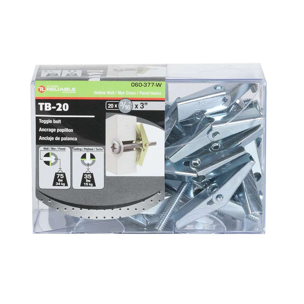 Toggle Bolts 3/16 in. x 3 in. Pkg/20