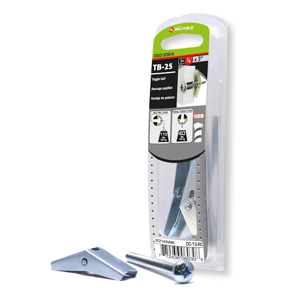 Toggle Bolts 1/4 in. x 3 in. Pkg/2