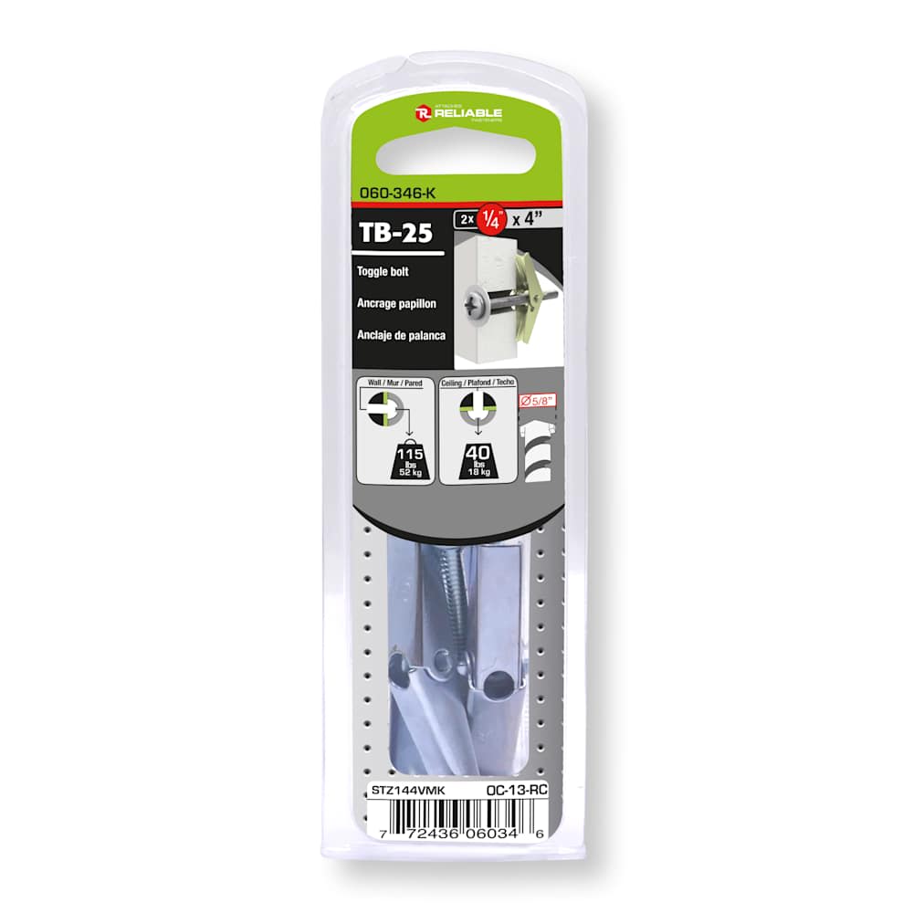 Ancrages papillon 1/4 po x 4 po Pqt/2