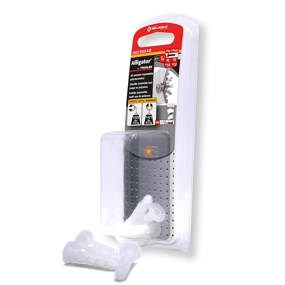 Chevilles d'ancrage Alligator 1/4 po Pqt/4