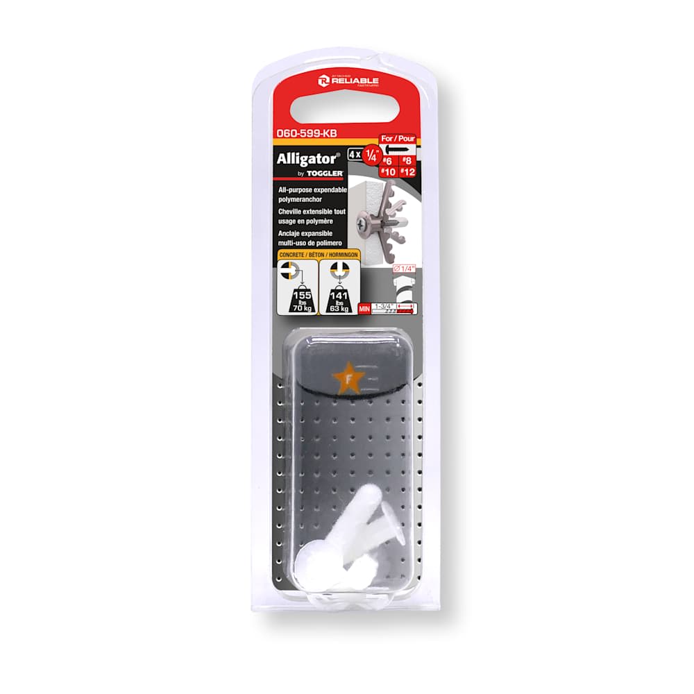 Chevilles d'ancrage Alligator 1/4 po Pqt/4