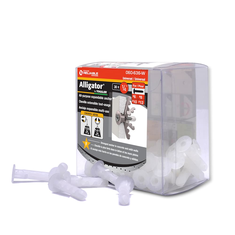 Chevilles d'ancrage Alligator 1/4 po Pqt/30