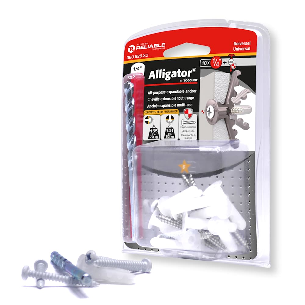 Ensemble de chevilles d'ancrage Alligator 1/4 po Pqt/10
