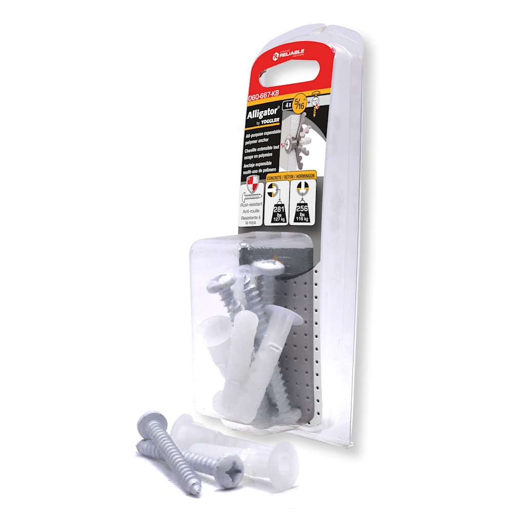 Chevilles d'ancrage et vis Alligator 5/16 po Pqt/4