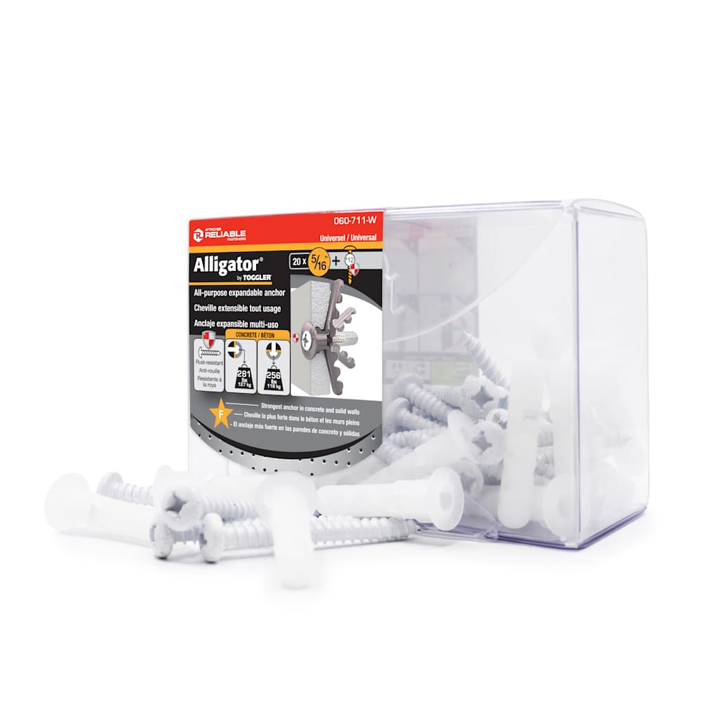 Chevilles d'ancrage et vis Alligator 5/16 po Pqt/20