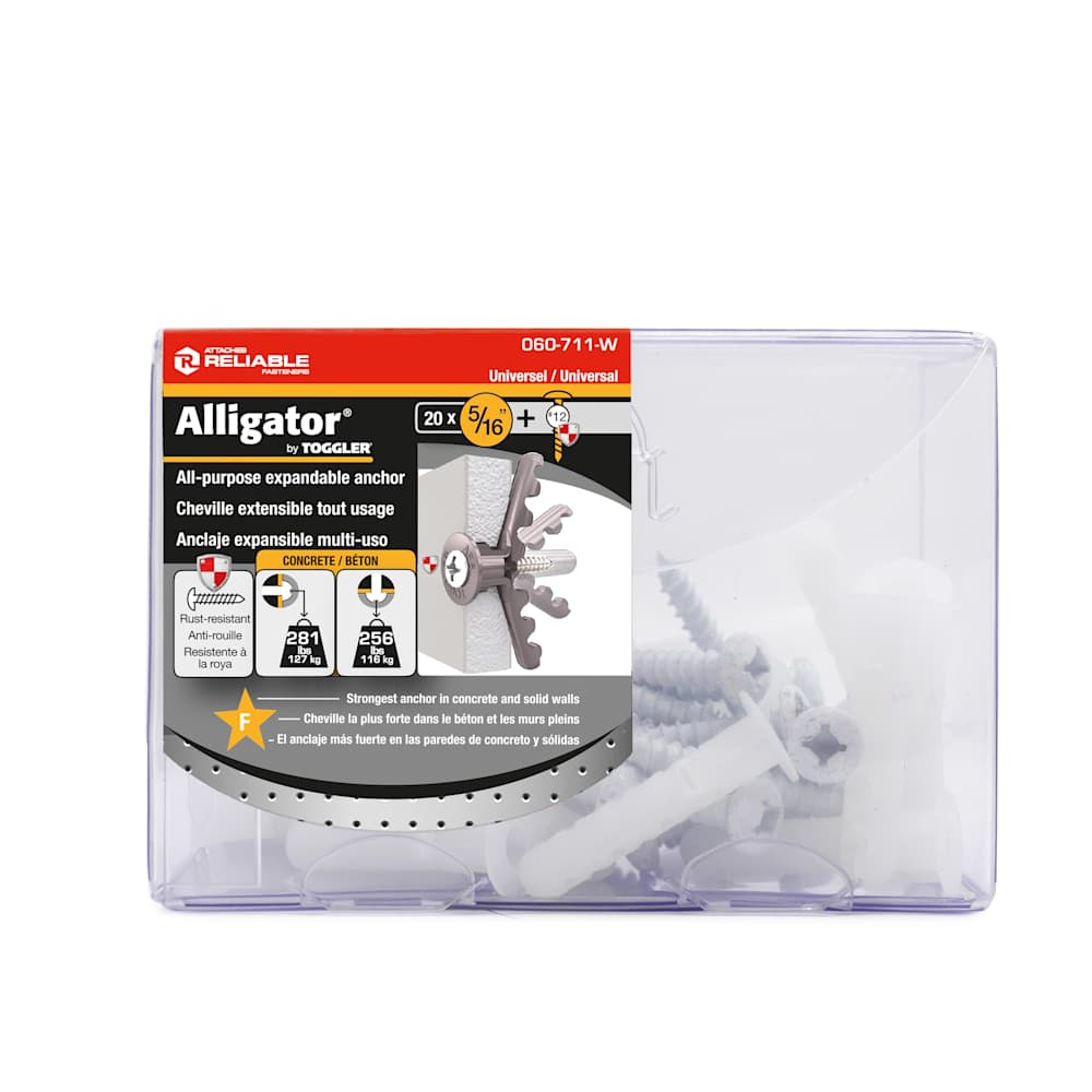 Chevilles d'ancrage et vis Alligator 5/16 po Pqt/20
