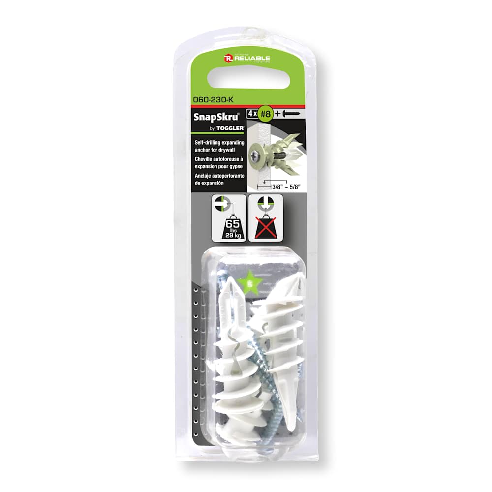 Chevilles d'ancrage pour gypse SnapSkru Pqt/4