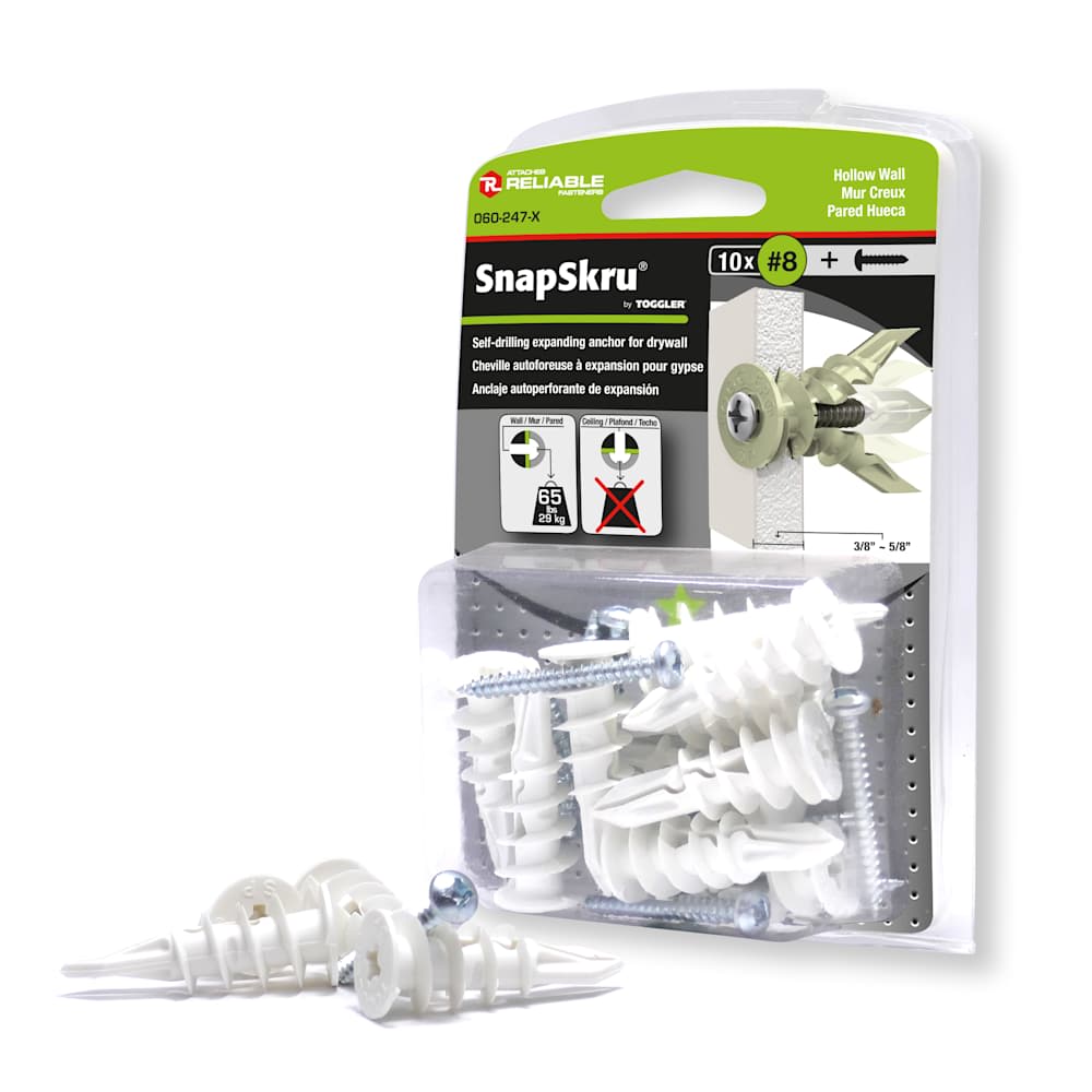 Chevilles d'ancrage pour gypse SnapSkru Pqt/10