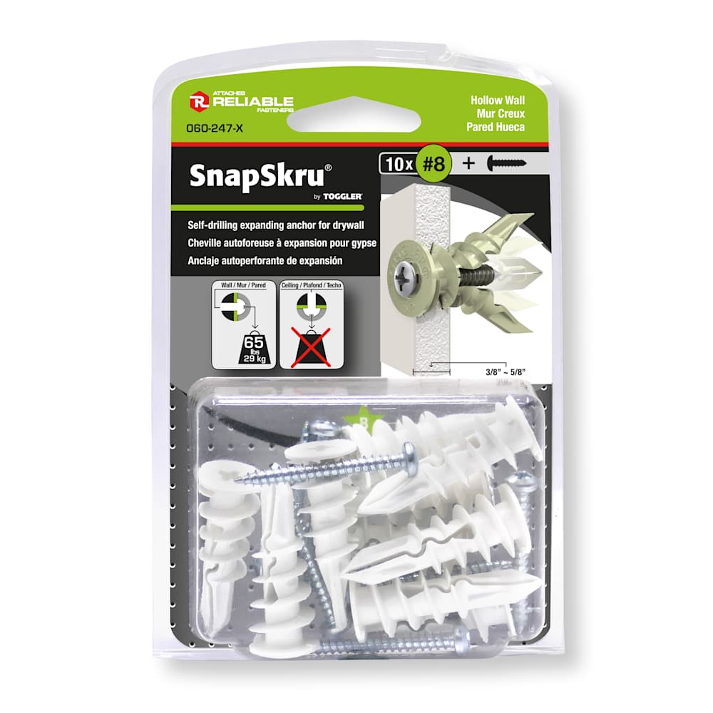 Chevilles d'ancrage pour gypse SnapSkru Pqt/10
