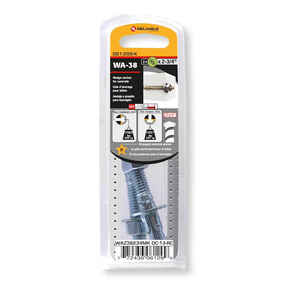 Ancrages pour béton 3/8 po x 2 3/4 Pqt/2