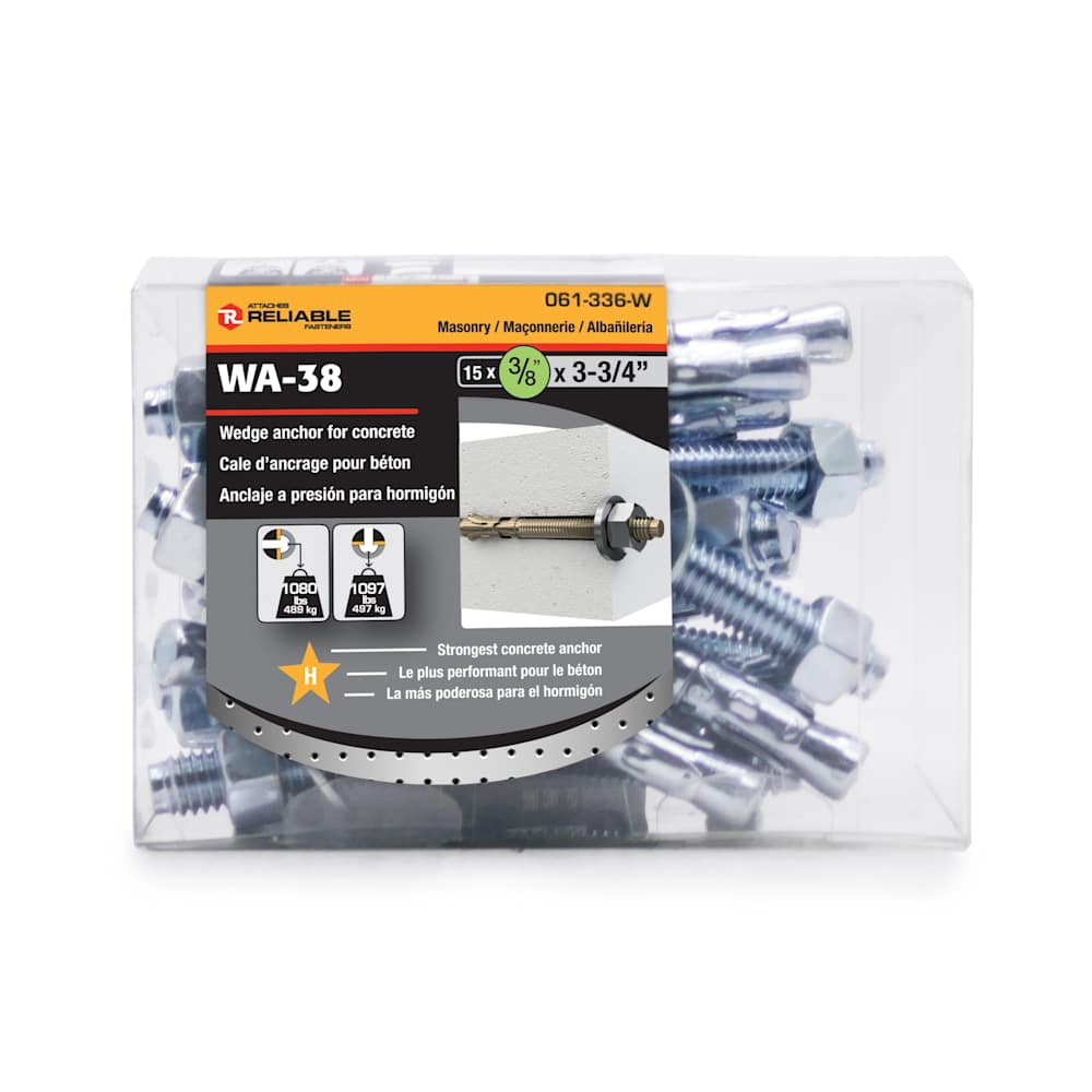 Ancrages pour béton 3/8 po x 3&nbsp;3/4&nbsp;po&nbsp;Pqt/15