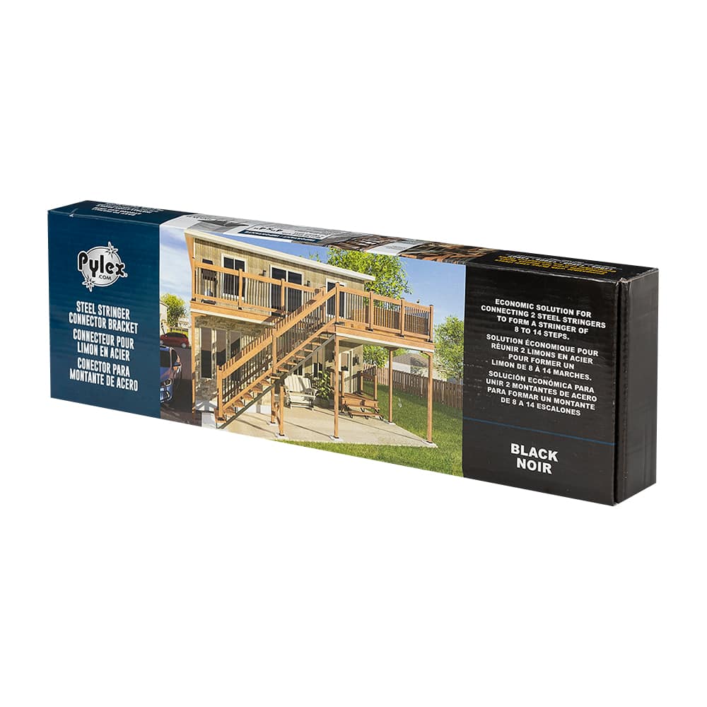 Connecteur pour limon d'escalier en acier noir PYLEX