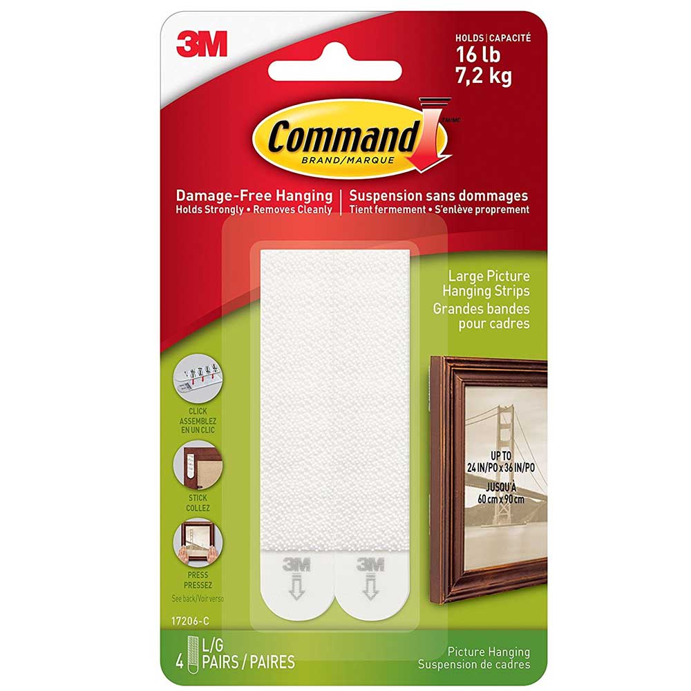 Bandes adhésives pour cadres et tableaux 3 3/4 po Pqt/4 3M