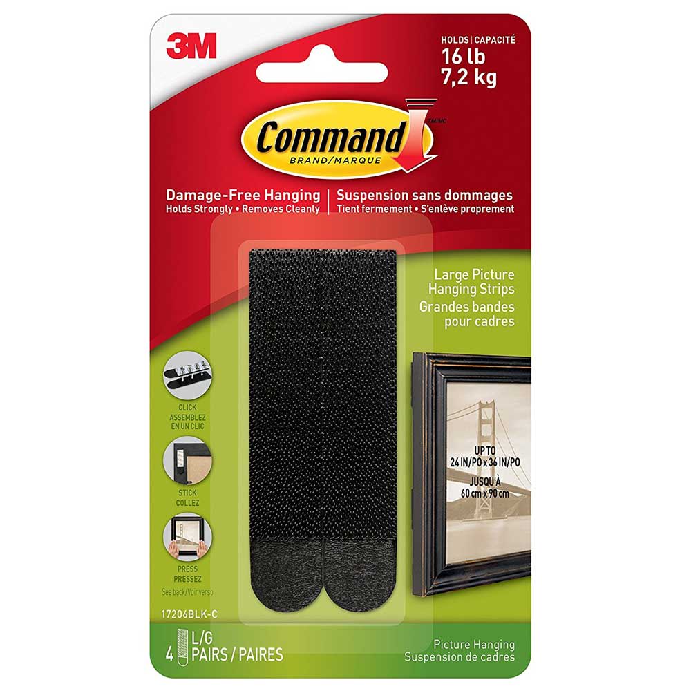 Bandes adhésives pour cadres et tableaux 3 3/4 po Pqt/4 3M