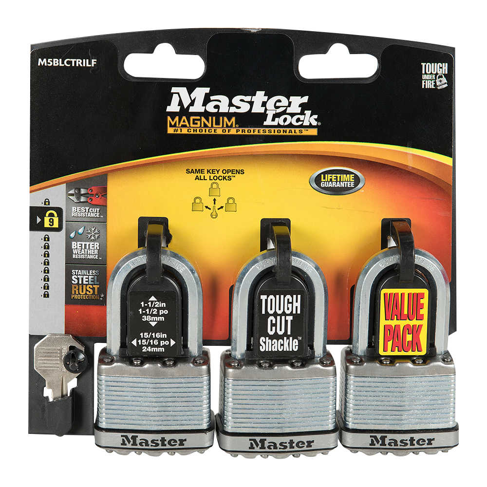 Cadenas à clé pour l'extérieur Magnum 1 1/2 po Pqt/3