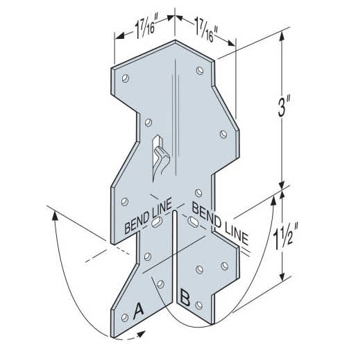 Ancrage de charpente universel 1 7/16 po x 4 1/2 po