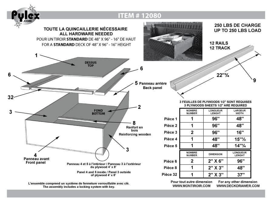 Tiroir de rangement pour patio PYLEX
