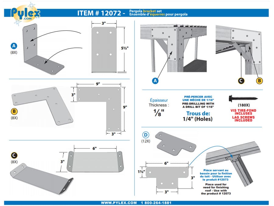 PYLEX Pergola Brackets (4-Pack)