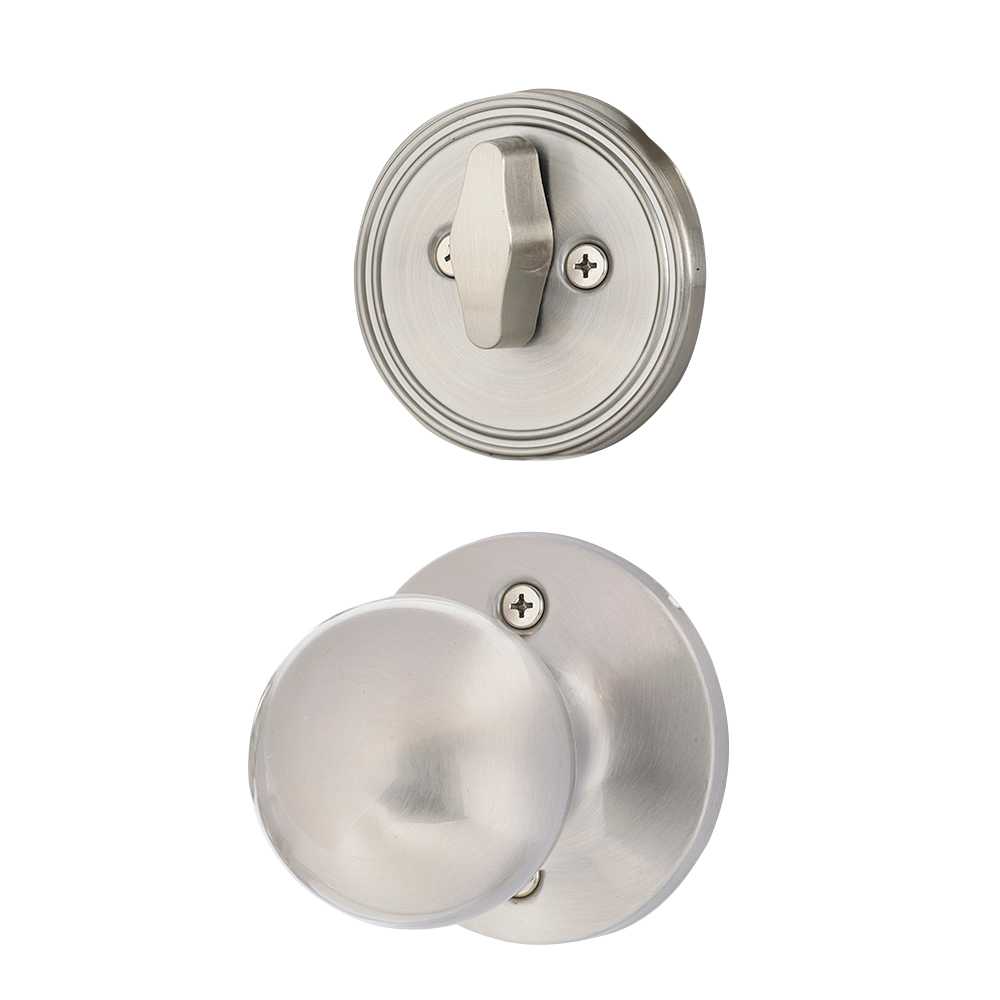 Serrure de porte d'entrée à clé et poignée Daytona nickel satiné