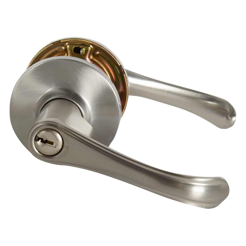 Poignée de porte d'entrée à clé bec-de-cane Grapevine nickel satiné