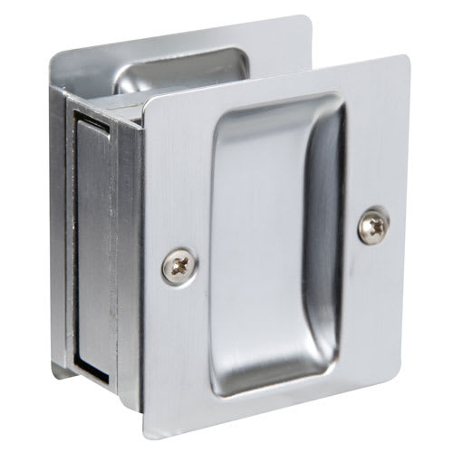 Poignée de porte escamotable pour passage chrome satiné