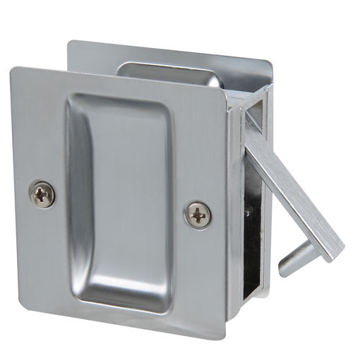 Poignée de porte escamotable pour passage chrome satiné