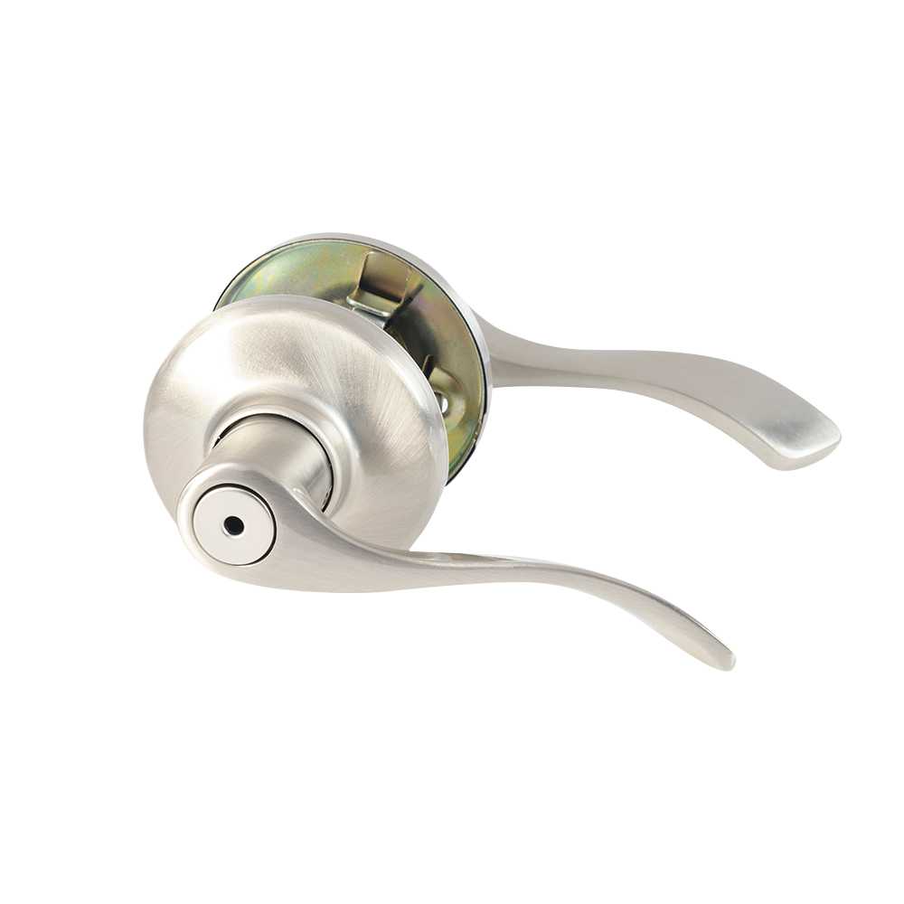 Poignée de porte de salle de bains bec-de-cane  Belmont nickel satiné