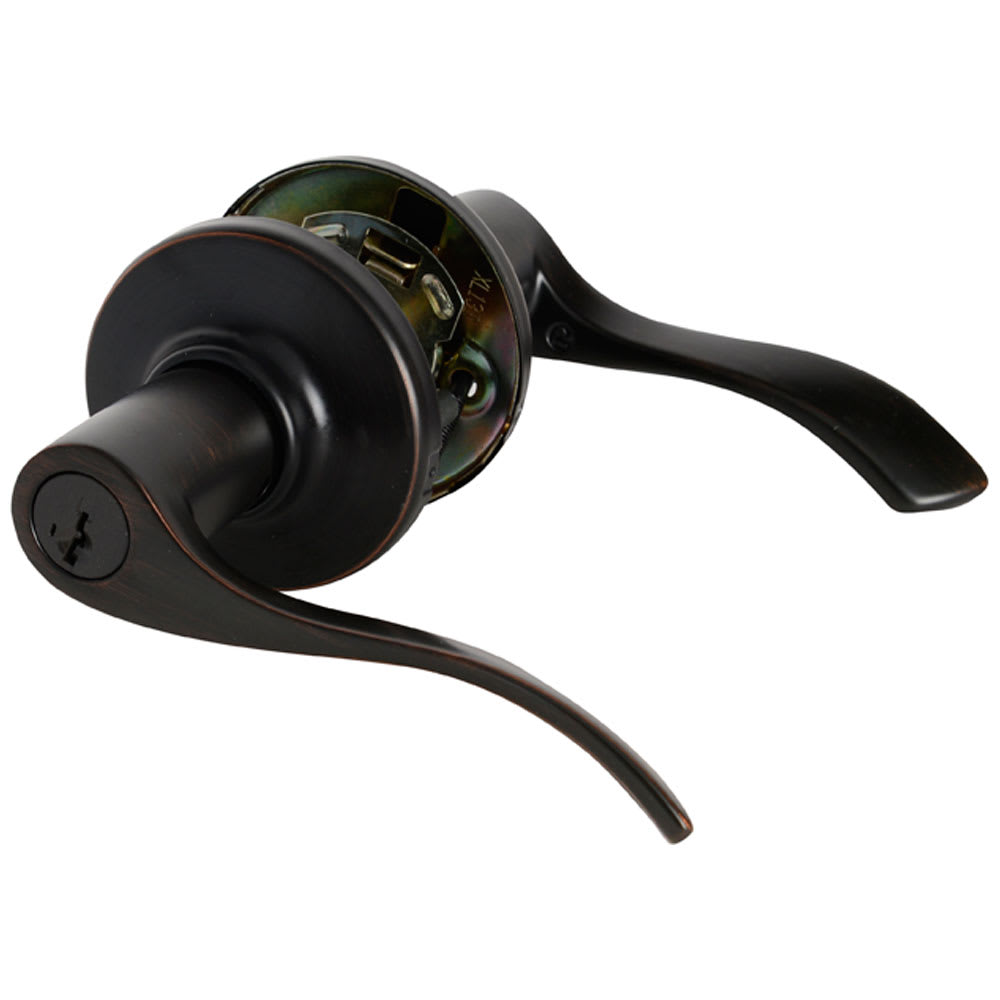 Poignée de porte d'entrée à clé bec-de-cane Belmont bronze vénitien